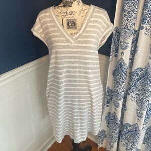 Athleta Gray and White Striped Mini Dress Size Small